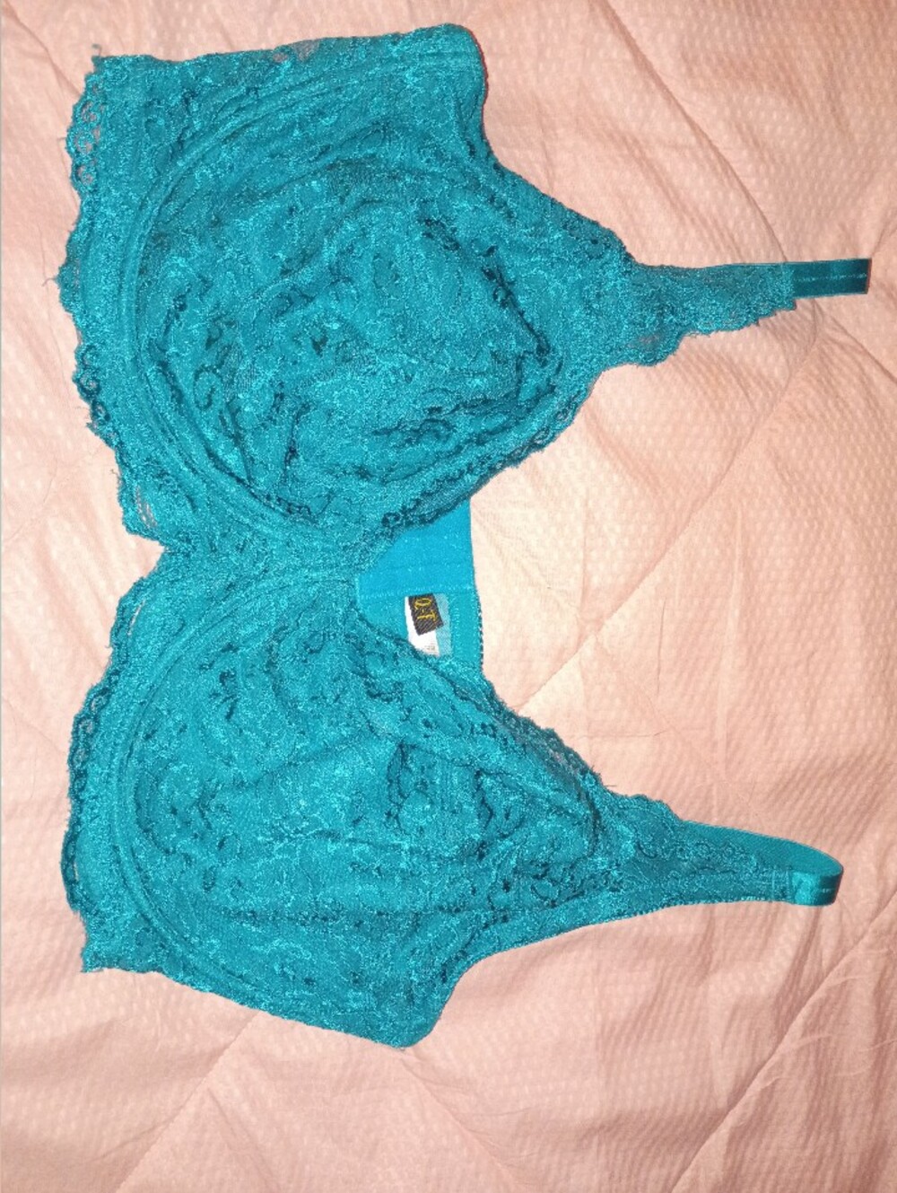 Q-T Intimates Teal Lace Underwire Bra